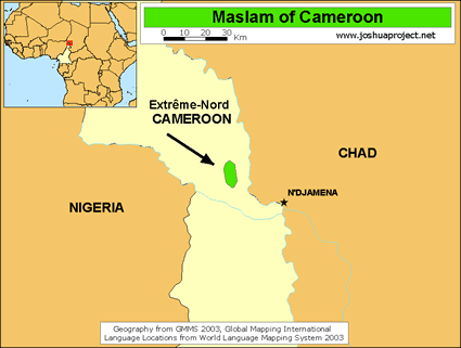 Map of Kotoko, Maslam in Cameroon