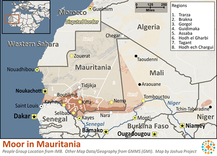 Map of Moor, Beidane (White) in Mauritania