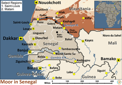 Map of Moor, Beidane (White) in Senegal