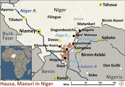Map of Hausa, Maouri in Niger