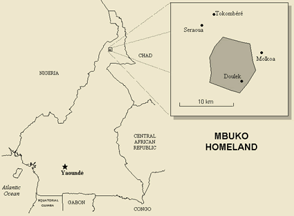 Map of Mboku in Cameroon