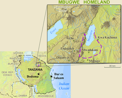 Map of Mbugwe in Tanzania