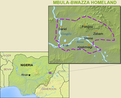 Map of Mbula-Bwazza, Bere in Nigeria