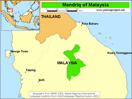 Map of Mendriq in Malaysia