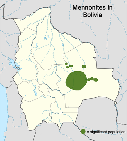 Map of Mennonite in Bolivia