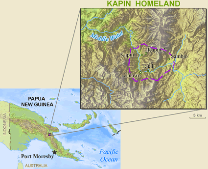 Map of Middle Watut, Sambio in Papua New Guinea