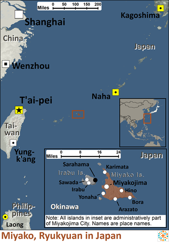 Map of Miyako, Ryukyuan in Japan