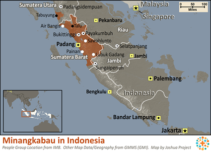 Map of Minangkabau in Indonesia