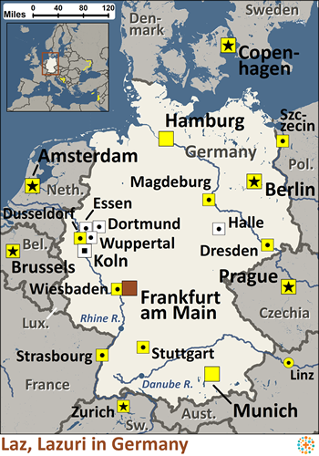 Map of Laz, Lazuri in Germany