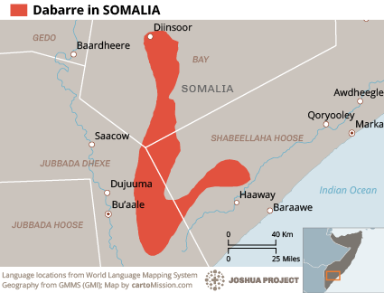 Map of Dabarre in Somalia