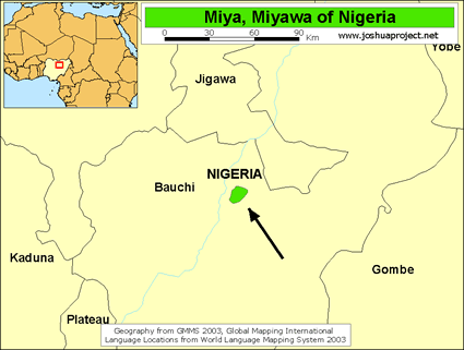 Map of Miya, Miyawa in Nigeria