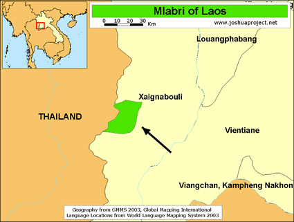 Map of Mlabri in Laos