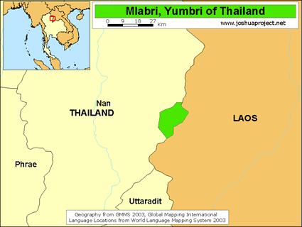 Map of Mlabri in Thailand