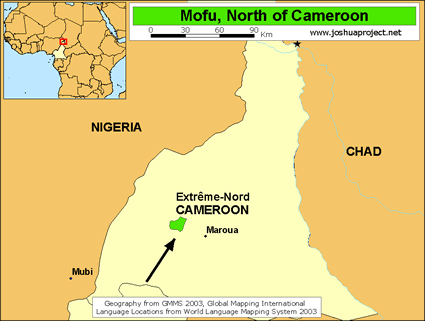Map of Mofu, North in Cameroon