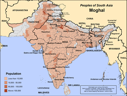 Map of Bengali Muslim Moghal in Nepal