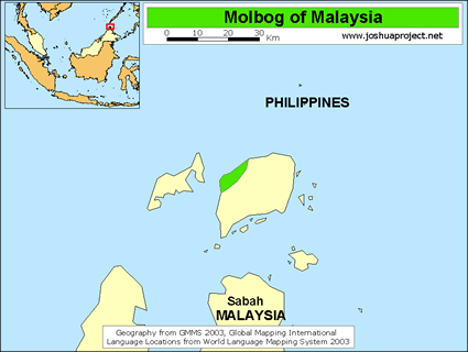 Map of Molbog in Malaysia