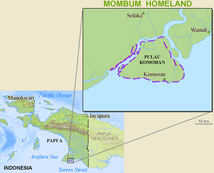 Map of Mombum in Indonesia