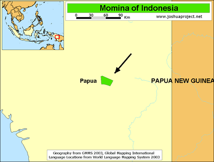 Map of Momina in Indonesia
