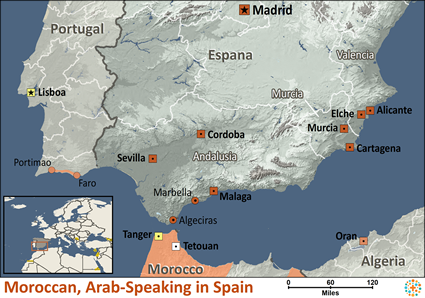 Map of Arab, Moroccan in Spain