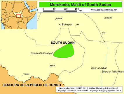 Map of Morokodo, Ma'di in South Sudan