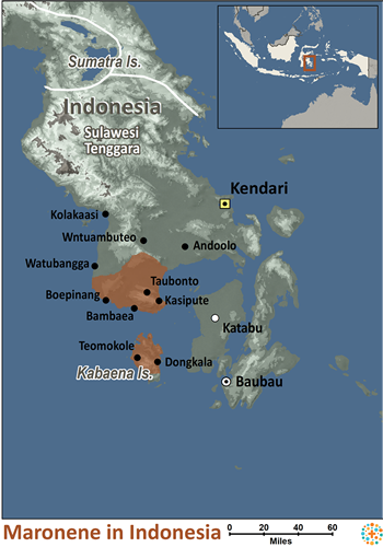 Map of Moronene in Indonesia