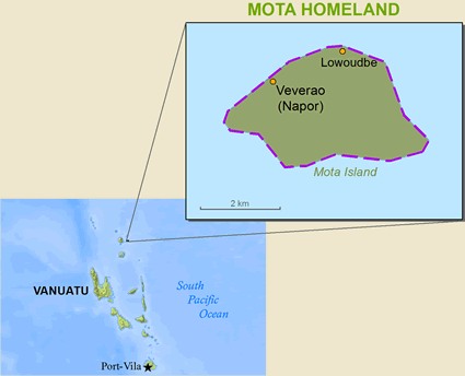 Map of Mota in Vanuatu