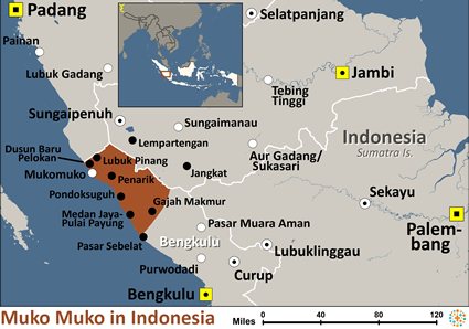 Map of Muko Muko in Indonesia