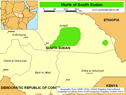 Map of Murle in South Sudan