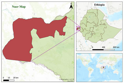 Map of Nuer in Ethiopia