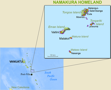 Map of Namakura in Vanuatu