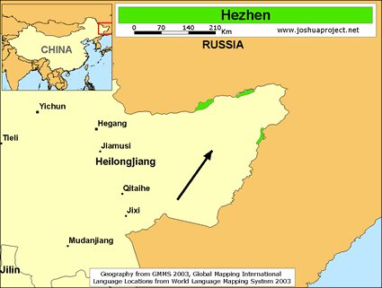 Map of Hezhen in China