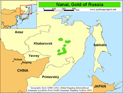 Map of Nanai, Gold in Russia