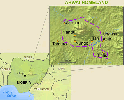 Map of Nandu-Tari, Ahwai in Nigeria
