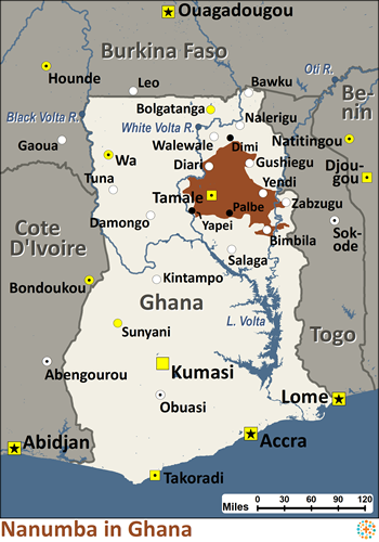 Map of Nanumba in Ghana