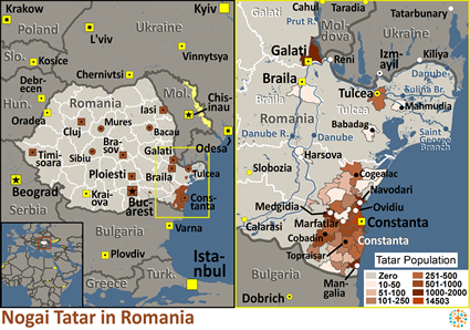 Map of Tatar, Nogai in Romania