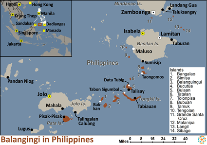 Map of Sama, Balangingih in Philippines