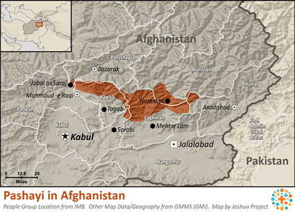 Map of Pashayi, Northwest in Afghanistan