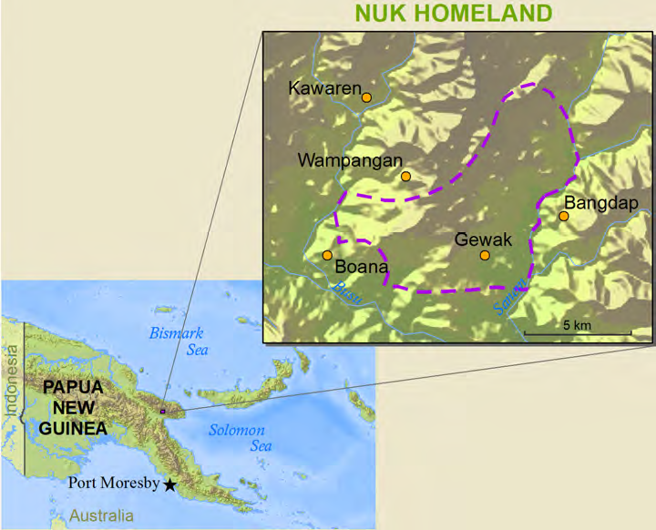 Map of Nuk in Papua New Guinea