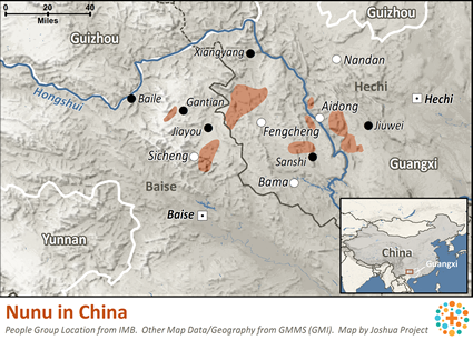 Map of Nunu in China