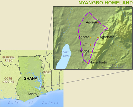 Map of Nyangbo, Tutrugbu in Ghana