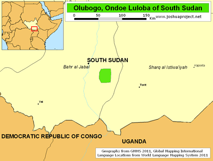 Map of Olubogo, Ondoe Luloba in South Sudan