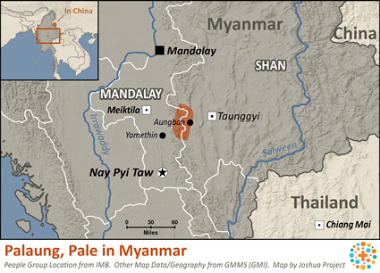 Map of Palaung, Pale in Myanmar (Burma)