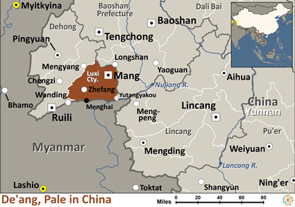Map of De'ang, Pale in China