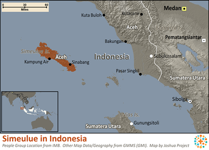 Map of Simeulue in Indonesia