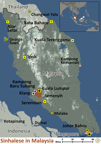 Map of Sinhalese in Malaysia