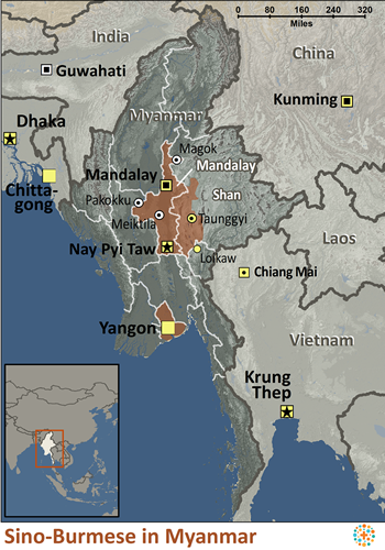 Map of Sino-Burmese in Myanmar (Burma)