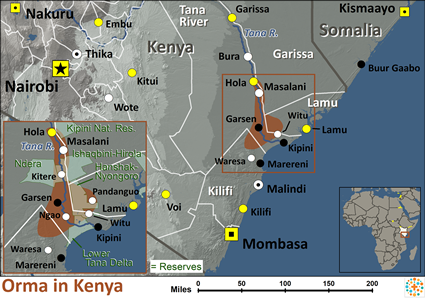 Map of Orma in Kenya