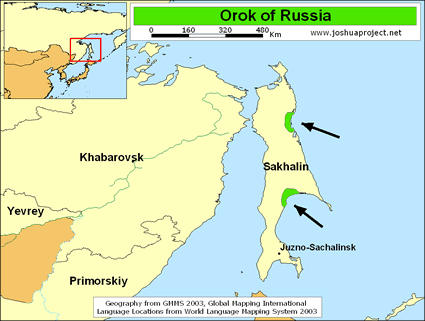 Map of Orok in Russia