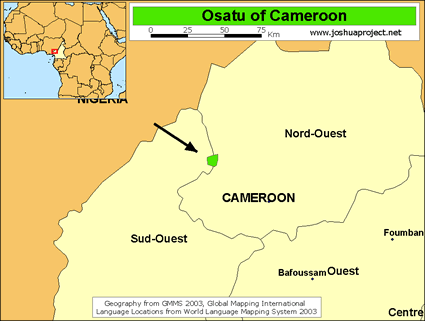 Map of Osatu in Cameroon