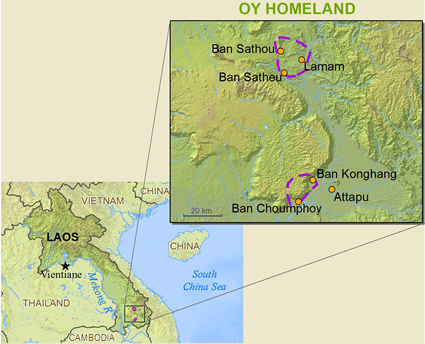 Map of Oy in Laos